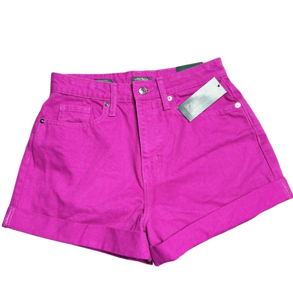 NWT Wild Fable Womens Pink High Waisted Cuffed Denim Summer Casual Shorts Size 4 - Picture 4 of 16